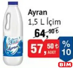 İÇİM AYRAN 1,5 L fiyat ve kampanya bilgisi